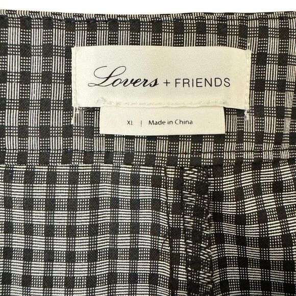 Lovers + Friends Young Professional Pants Black Grey Gingham Cropped Size XL - Picture 3 of 6